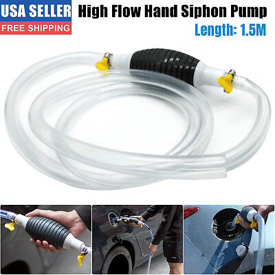 #ad Gas Transfer Siphon Pump Gasoline Siphone Hose Oil Water Fuel Transfer Hand Pump $10.48