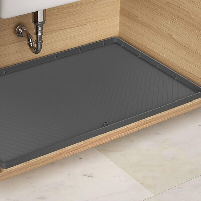 #ad Under Kitchen Sink Mat with Towel Set 34”x22”x1” Black $25.95