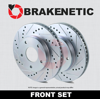 #ad FRONT SET BRAKENETIC Sport Drilled Slotted Brake Disc Rotors BNS44107.DS $172.00