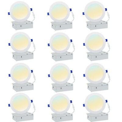 #ad #ad 12 Pack 12W 6 Inch Ultra Thin LED Recessed Ceiling Lights Slim with Junction Box $75.99