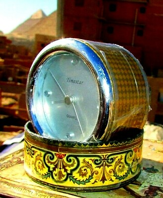 #ad Vintage Clock Timestar Quartz Desk Round With Box Made In Japan Adorned Clock $105.09