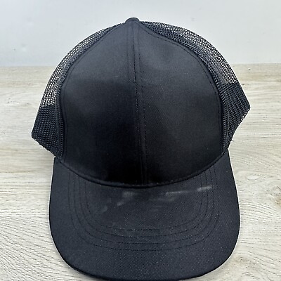 #ad Black Snapback Hat Adult Size Black Adjustable Hat Cap $5.40