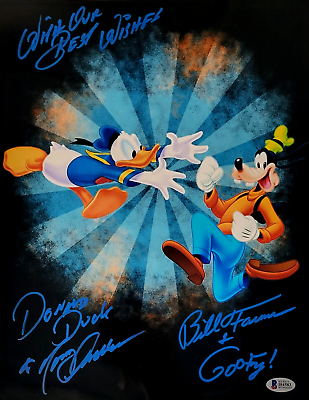 #ad Tony Anselmo Bill Farmer Signed Photo Donald Duck Goofy Autograph Beckett COA 83 $143.97