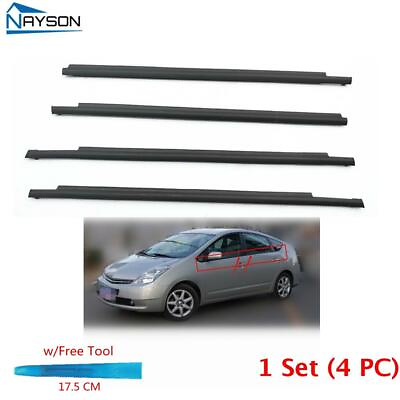 #ad 4PC w Tool For Prius 2004 2009 Window Weatherstrip Molding Belt Trim Outer Black $31.99