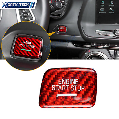 #ad 1pc Sport Red Carbon Fiber Keyless Engine Start Button Cover for Camaro Corvette $11.19