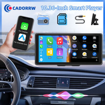 #ad 10.36inch Touch Screen Car Radio FM Portable Wireless Apple CarPlay Android Auto $59.99