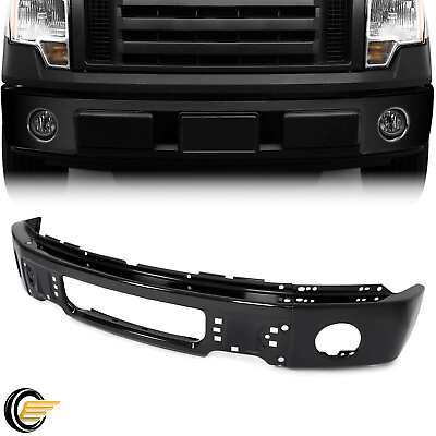 #ad Front Black Steel Bumper Face Bar For Ford F150 2009 2014 w Fog Light Hole $159.00