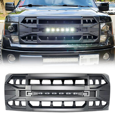 For 2009 2014 Ford F150 Front Bumper Grill Armor Grille w Off Road Lights Black $166.20
