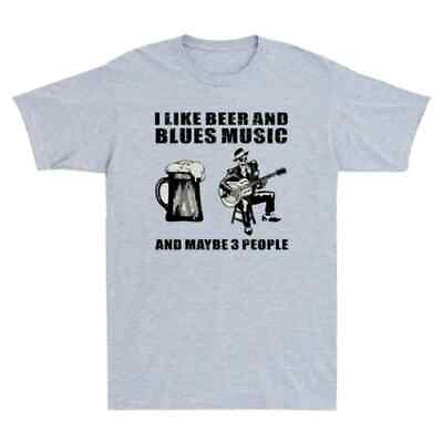 #ad SALE Skeleton Skull Play Guitar I Like Beer And Blues Music T Shirt $26.99