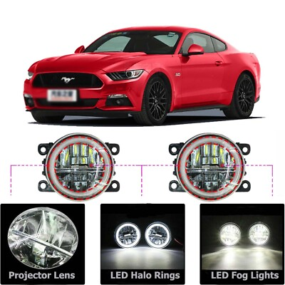 #ad LED Fog Light Kit Angel Eye Rings DRL Daytime Running Lamp Fit For Ford Mustang $57.41