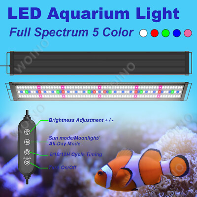 24 30 48inch Aquarium Light Fish Tank Timer Full Spectrum 5 Color Day Night Mode $39.98