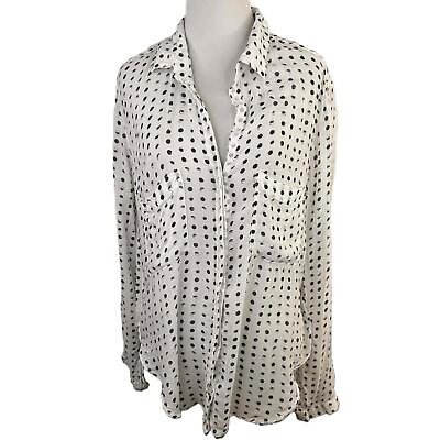 #ad Cloth amp; Stone White Polka Dot Pattern Long Sleeves Button Up Blouse Size Medium $27.00