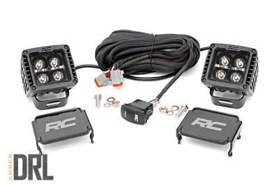 Rough Country 2 inch Square Cree LED Lights Pair Black Series w Amber DRL $89.95
