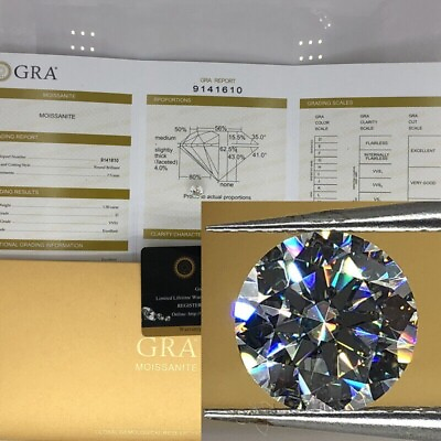 #ad Real 2 CT Round Moissanite Diamond Stunning VVS1 Clarity GRA Certified G3 $54.95