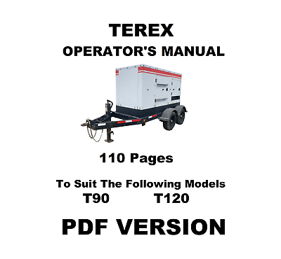 #ad Terex T90 T120 Generator Operator Operation Driver Manual PDF Version AU $19.95