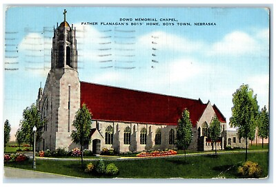 #ad 1944 Down Memorial Chapel Father Flanagan#x27;s Boys Home Boys Town NE Postcard $9.95