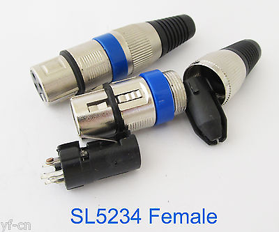 #ad 100pcs SL5234 XLR 3pin Female Microphone Mic Speaker Audio Connector w Blue Ring $83.13