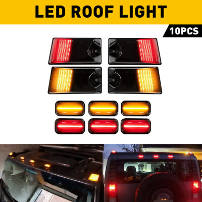#ad 10PCS Amber Red Roof Cab Marker Light for Hummer H2 SUV 03 09 LED Bulbs IP68 PUS $93.99