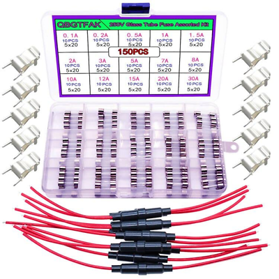 #ad 5X20Mm Fuse Holder Inline Screw Type with 18 AWG Wire 10 PCS amp; Fuse Seat 10 PCS $19.36