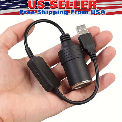 #ad USB To 12V Car Cigarette Lighter Female Socket Converter Adapter Cable Connector $4.99