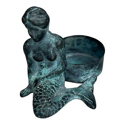 #ad VTG Bronze Sculpture Mermaid Tea Candle Light Holder SPI San Pacific Intl USA 3” $20.99