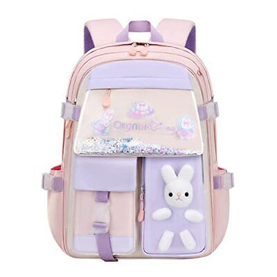 #ad Kawaii Bunny Backpack for Girls Bookbag Cute School Bag with Kawaii Pin Bunny Ba $27.01