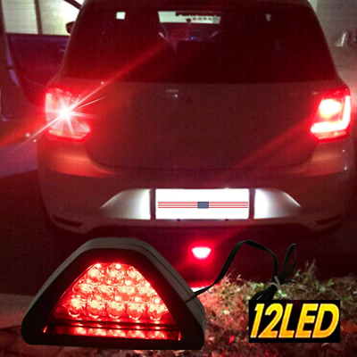#ad Universal F1 Style Triangle 12 Red LED Red Lens Third 3rd Brake Light Stop Lamp $8.47
