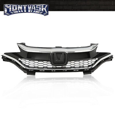 #ad Fit For 2018 2020 Honda Fit Black Front Upper Bumper Grille Grill w Chrome Trim $57.52