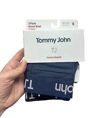 #ad Tommy John Mens 2 Pack Small Blue Black Boxer Briefs A1 $17.09