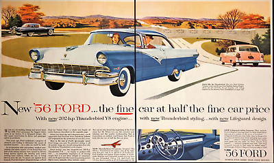 #ad 1955 Ford Fairlane Victoria Auto Vintage Print Ad Parklane Station Wagon $12.74