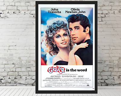 #ad Grease Movie Poster John Travolta Olivia Newton John poster 11x17quot; Framed Poster $33.90