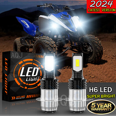 #ad 2x 6000K HID White H6M LED Headlight For Yamaha YFZ450R Rhino 700 Raptor YFM660 $15.99