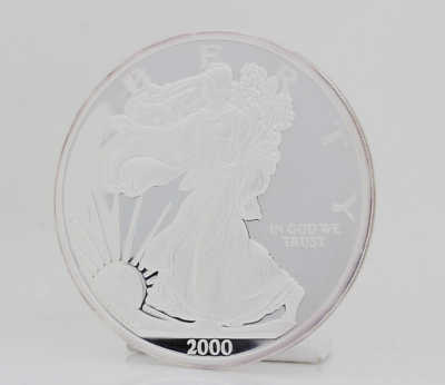 #ad 2000 Walking Liberty Eagle Half Pound 7.295 Oz .999 Fine Silver Bullion Round $314.99
