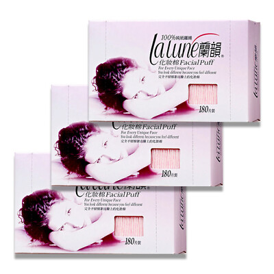 #ad LALUNE 100% Cotton Facial Makeup Puff 180 sheets x 3 boxes NEW $19.79