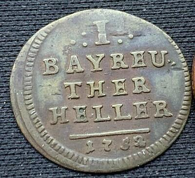 #ad 1752 1 Heller Coin Brandenburg Bayreuth German States #J36 $34.60