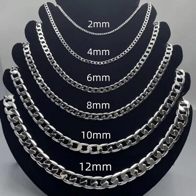 #ad New Sterling Silver Thick Solid 925 Italy Men#x27;s Figaro Chain Necklace Bracelet $8.71