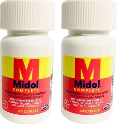 #ad TWO 40ct Midol Complete Multi Symptom Relief Caplets Exp 1 25 $15.99