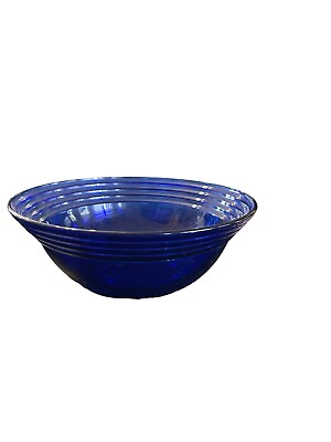 #ad Blue Glass Medium Mixing Bowl 8” $12.00
