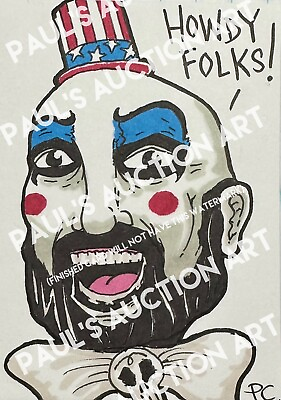 #ad Pauls Auction Art Card Print CAPT SPAULDING Rob Zombie House 1000 Corpses Signed $10.00