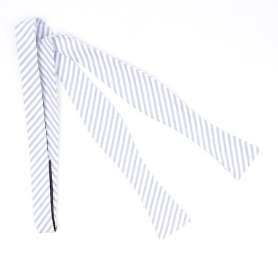 #ad Gladson Mens Seersucker Bowtie Bow Tie Light Blue White Stripe Cotton Italy $39.99