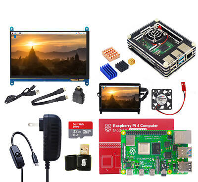 #ad Raspberry Pi 4 2gb 4gb 8gb Starter Kit 7 inch Touchscreen Display Power Supply $135.50