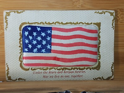 #ad Rare 1910 Pincushion Postcard PATRIOTIC USA FLAG Posted STARS amp; STRIPES $24.50