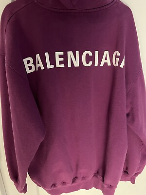 #ad Balenciaga Purple Hoodie Unisex Size In Men Xs Fit Oversized $288.88