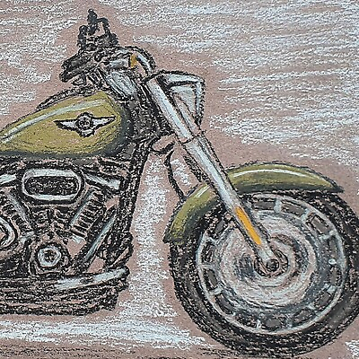 #ad Harley Davidson Painting Original Wall Art HD Fat Boy American Motorbike Artwork $59.00