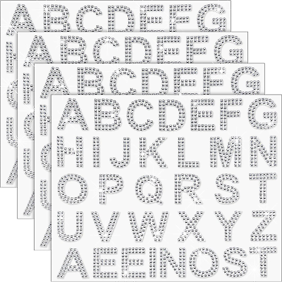#ad 136 Pieces Rhinestone Letters Iron Stick on Sticker Large Glitter Bling Alphabet $15.27