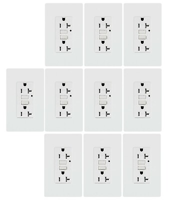 #ad 20A GFCI outlet Tamper Resistant Receptacle Wallplate White ETL listed 10pack $69.99