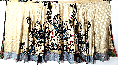 #ad XL Vintage Sari Magic Wrap Skirts Multicolor Bohemian Hippie Skirt $32.03