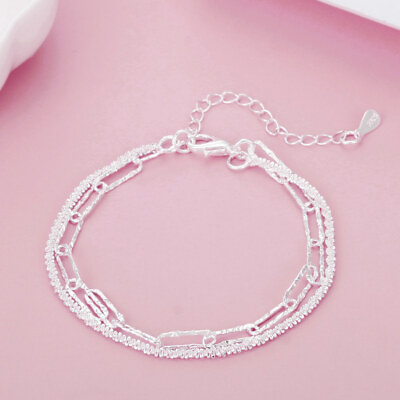 #ad Fine 925 sterling Silver charms chain Bracelets for Women cute link Jewelry hot $1.75