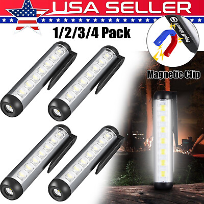 #ad 1 4x Rechargeable LED Flashlight Work Light Magnetic Camping Torch Work Penlight $17.73