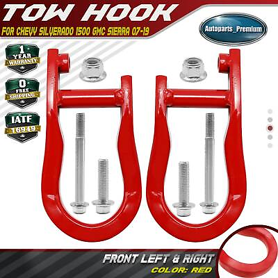 Pair 2 Red Tow Hooks for Chevy Silverado GMC Sierra 1500 2007 2019 84192871 $28.99